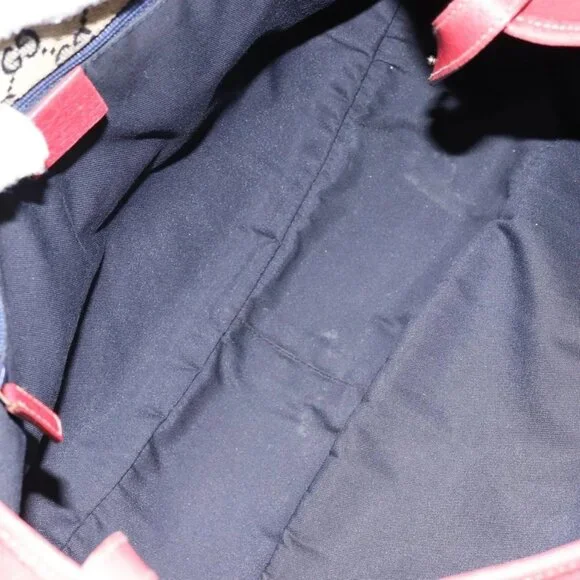 GUCCI Tote Bag Leather Red Gold 130736 Auth 148617